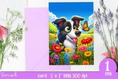 DOG card spring SUBLIMATION flowers PNG Product Image 1