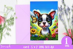 DOG card spring SUBLIMATION flowers PNG Product Image 1