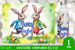 watercolor rabbit family Wine Bottle sublimation Product Image 1
