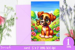 DOG card spring SUBLIMATION flowers PNG Product Image 1