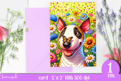 cute DOG card printable SUBLIMATION flowers Product Image 1