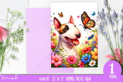 cute DOG card printable SUBLIMATION flowers Product Image 1