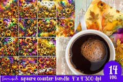 FALL Pumpkin, LEAVES &amp; Sunflowers square coaster bundle Product Image 1