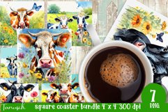 funny COW square coaster sublimation design bundle Product Image 1