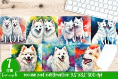 watercolor american eskimo dog mouse pad sublimation bundle Product Image 1
