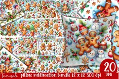 cute gingerbread Christmas Pillow sublimation bundle Product Image 1