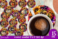funny FALL Pumpkin with Bow Round Coaster sublimation bundle Product Image 1