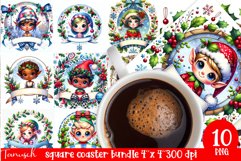 Christmas whimsical elf square coaster Sublimation bundle Product Image 1