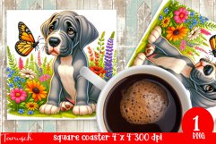 funny WEIMARANER square coaster Sublimation PNG flower Product Image 1
