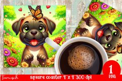 funny CANE CORSO square coaster Sublimation PNG flower Product Image 1