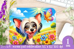 Floral mouse pad CHINESE CRESTED spring SUBLIMATION Product Image 1