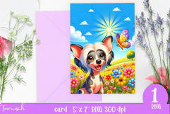 cute DOG card printable SUBLIMATION flowers Product Image 1