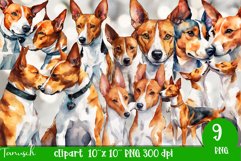 watercolor basenji sublimation clipart PNG Product Image 1