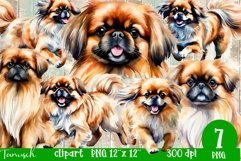 watercolor PEKINESE sublimation PNG / dog design - bundle Product Image 1