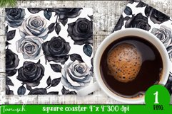 watercolor white roses sublimation square coaster bundle Product Image 7