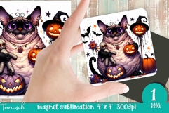funny Creepy sublimation Halloween CAT magnet Product Image 1