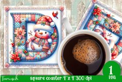 Christmas Letters Coaster Sublimation BUNDLE / Monogram PNG Product Image 5