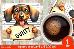 funny mugshot dog coaster sublimation design Product Image 1