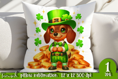Dachshund dog St Patrick LUCKY pillow sublimation Product Image 1