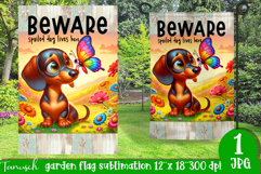 Beware dog Garden Flag Sublimation Product Image 1