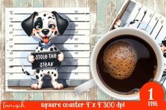 funny mugshot dog coaster sublimation design Product Image 1