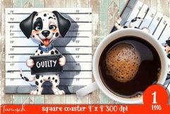 funny mugshot dog coaster sublimation design Product Image 1