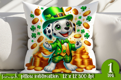 Dalmatian dog St Patrick LUCKY pillow sublimation Product Image 1