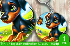 Floral DOG key chain spring SUBLIMATION keychain Doberman Product Image 1