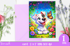 cute DOG card printable SUBLIMATION flowers Product Image 1