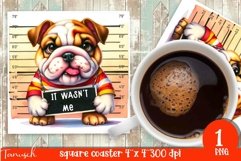 funny mugshot dog coaster sublimation design Product Image 1