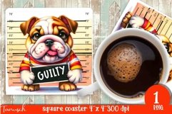 funny mugshot dog coaster sublimation design Product Image 1