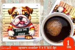 funny mugshot dog coaster sublimation design Product Image 1