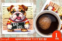 funny mugshot dog coaster sublimation design Product Image 1