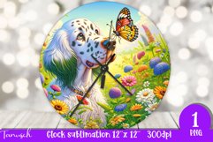 Floral ENGLISH SETTER DOG Clock spring SUBLIMATION PNG Product Image 1