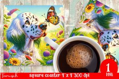 funny ENGLISH SETTER DOG square coaster Sublimation Product Image 1
