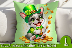 French bulldog dog St Patrick LUCKY pillow sublimation Product Image 1