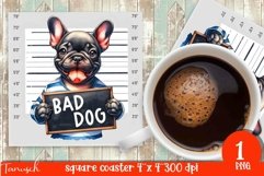 funny mugshot dog coaster sublimation design Product Image 1