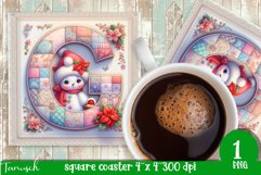 Christmas Letters Coaster Sublimation BUNDLE / Monogram PNG Product Image 8