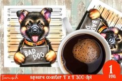 funny mugshot dog coaster sublimation design Product Image 1