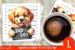 funny mugshot dog coaster sublimation design Product Image 1