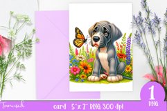 DOG card spring SUBLIMATION flowers PNG Product Image 1