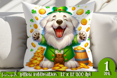 Great Pyrenees dog St Patrick LUCKY pillow sublimation Product Image 1