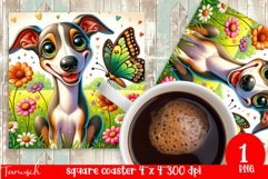 funny ITALIAN GREYHOOUND DOG square coaster Sublimation Product Image 1