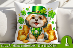 Havanese dog St Patrick LUCKY pillow sublimation Product Image 1