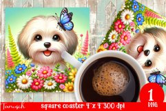 funny HAVANESE DOG square coaster Sublimation Product Image 1