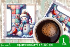 Christmas Letters Coaster Sublimation BUNDLE / Monogram PNG Product Image 10
