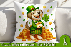 Irish Wolfhound dog St Patrick LUCKY pillow sublimation Product Image 1
