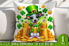 Italian Greyhound dog St Patrick LUCKY pillow sublimation Product Image 1