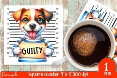 funny mugshot dog coaster sublimation design Product Image 1