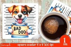 funny mugshot dog coaster sublimation design Product Image 1